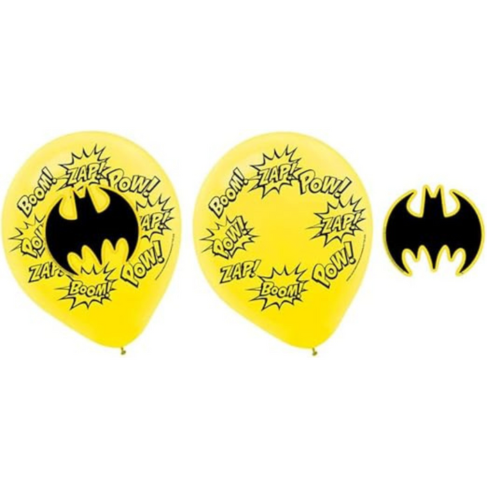 Batman Heroes Unite Latex Balloons & Paper Adhesive Add-Ons 30cm