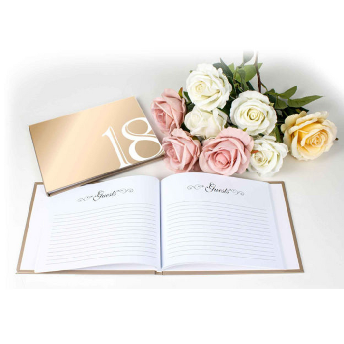 18 ROSE GOLD GUEST BOOK ROSE GOLD TEXT 23x18