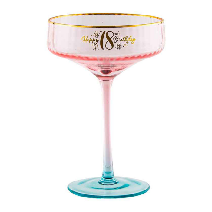 Ronis 18th Fluted Pink Coupe Glass 300ml