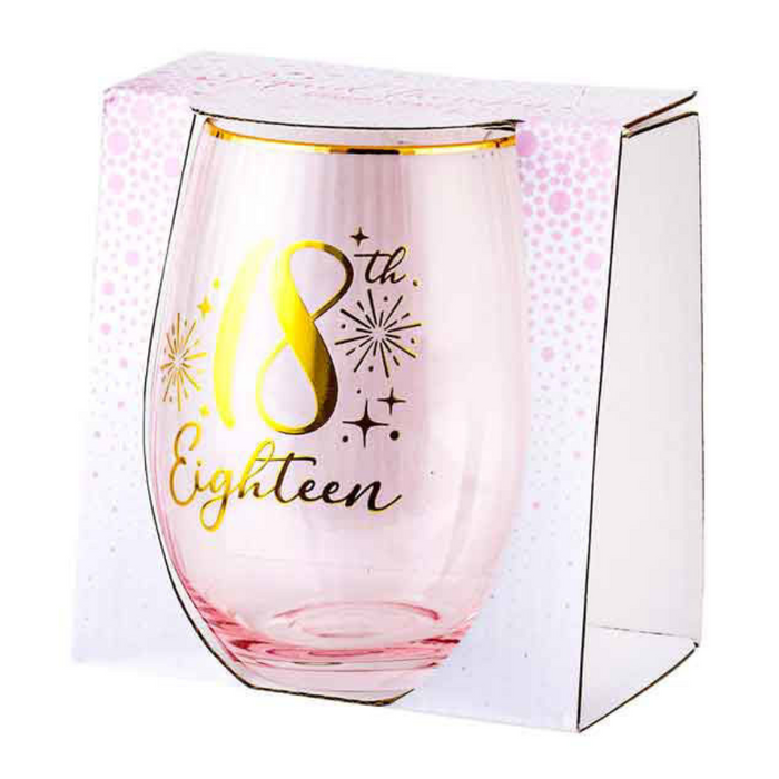 Ronis 18th Fluted Pink Stemless Glass 13cm 600ml