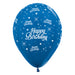 Sempertex Happy Birthday Twinkling Stars Metallic Blue Latex Balloons 30cm 6pk