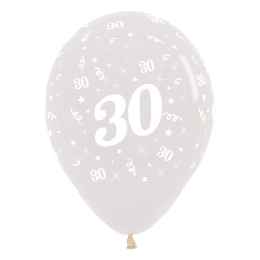 Sempertex Age 30 Crystal Clear Latex Balloons 30cm 6pk