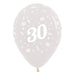 Sempertex Age 30 Crystal Clear Latex Balloons 30cm 6pk