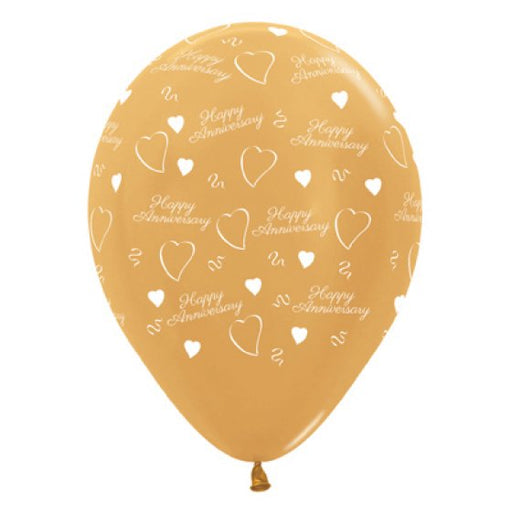 Sempertex Anniversary Metallic Gold Latex Balloons 30cm 6pk