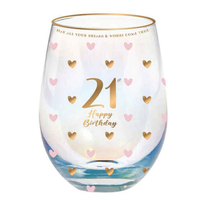 Ronis 21st Sweet Heart Stemless Glass 600ml