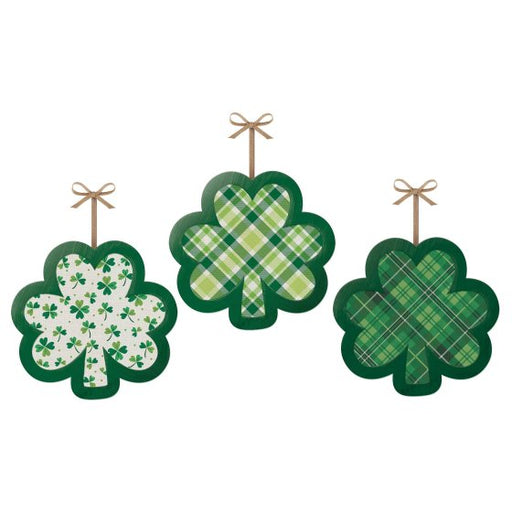 Shamrocks MDF Hanging Decorations 3pk