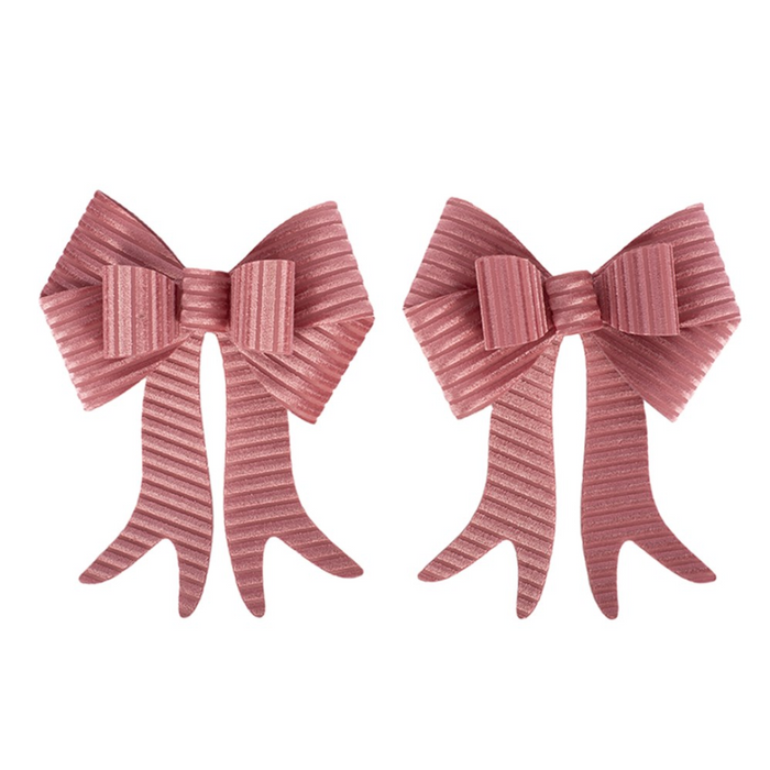 2Pk Pink Velour Bows 15X20Cm