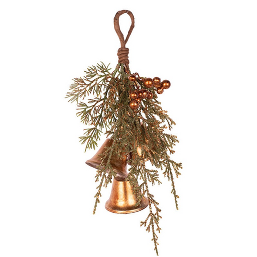 3 Hanging Bells With Fern & Gold Berries 43.18x15.24x7.62cm