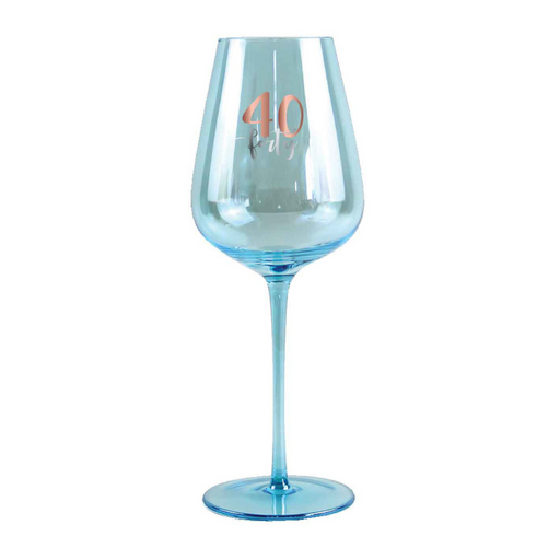 Ronis 40th Coloured Wine Glass Rose Gold Decal 430ml