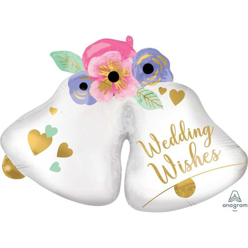 Foil Balloon SuperShape XL Wedding Wishes Bells P35