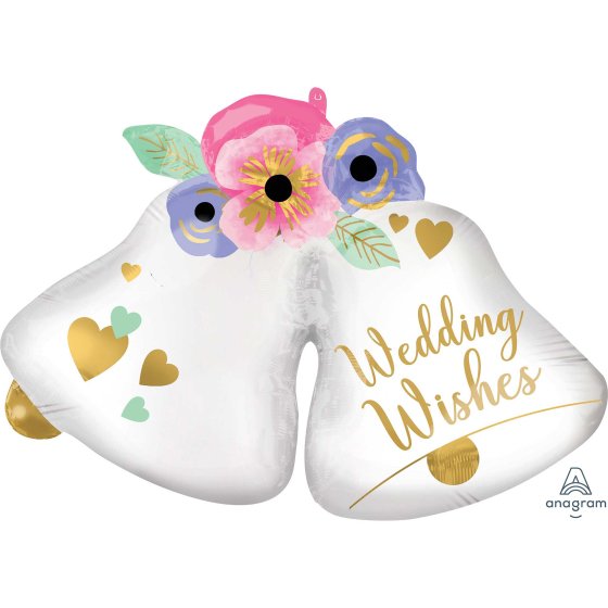 Foil Balloon SuperShape XL Wedding Wishes Bells P35