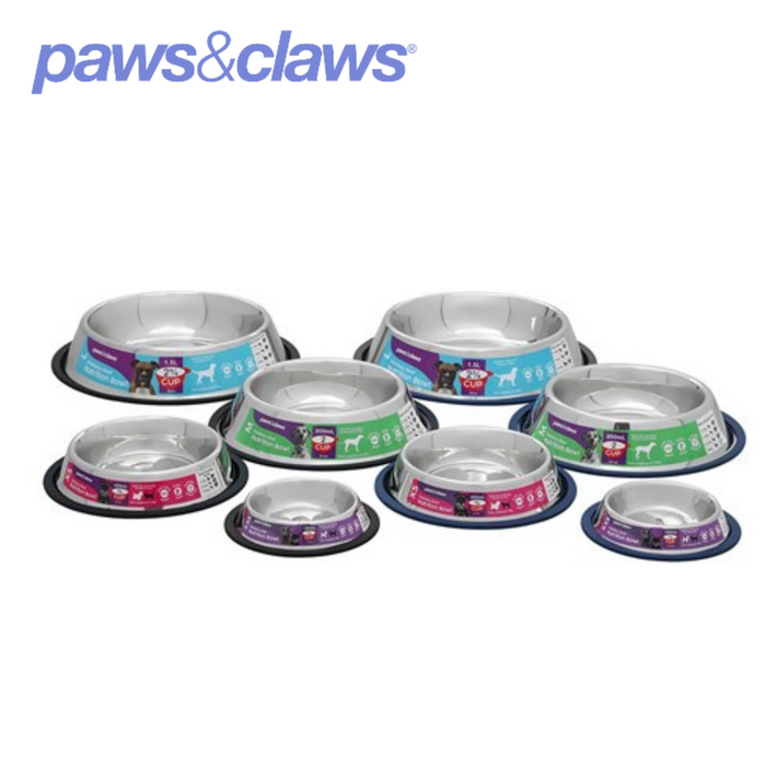 Stainless Steel Pet Bowl Black Anti-Skid 33x33x6cm 2000ml