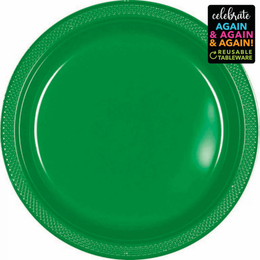 Premium Plastic Plates Festive Green 17cm 20pk