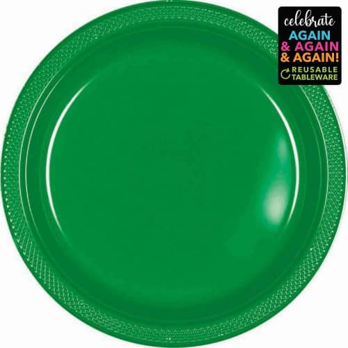 Premium Plastic Plates Festive Green 23cm 20pk