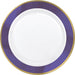 Premium Plastic Plates White with New Purple Border 19cm 10pk