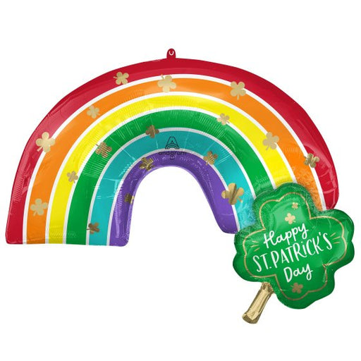 Foil Balloon SuperShape Happy St Patrick s Day Rainbows & Shamrocks P35