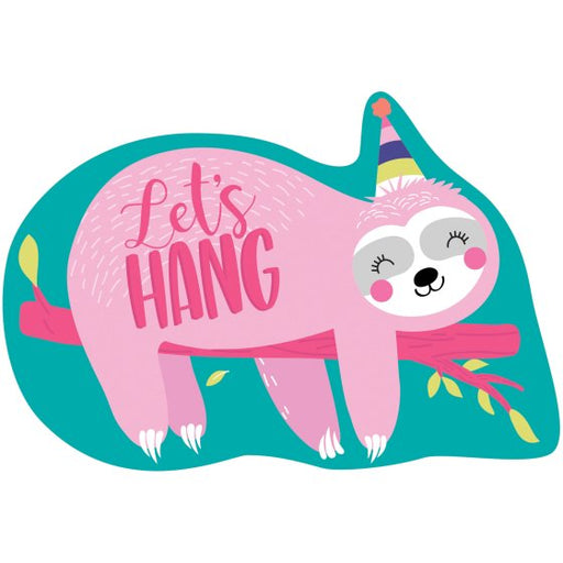 Sloth Postcard Invitations Let's Hang 8pk