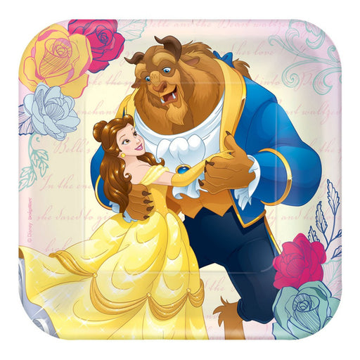 Beauty and the Beast Square Paper Plates 17cm 8pk