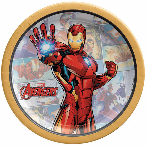 Marvel Avengers Powers Unite Iron Man Round Paper Plates 17cm 8pk