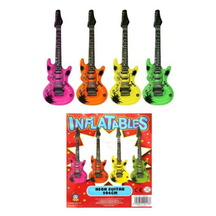 Inflatable Guitar 4 Assorted Neon Colours P1 106cm