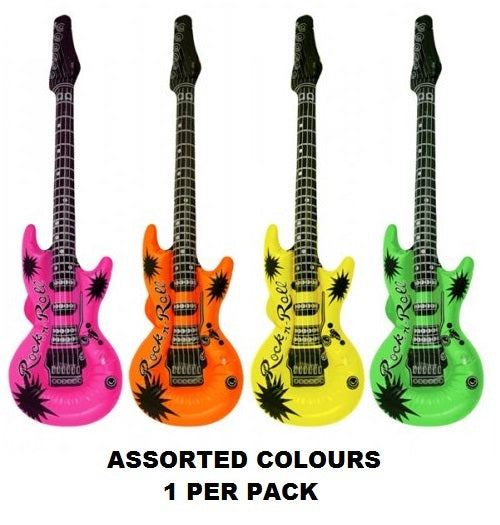 Inflatable Guitar 4 Assorted Neon Colours P1 106cm