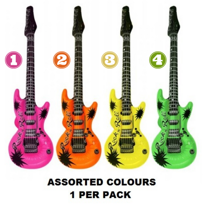 Inflatable Guitar 4 Assorted Neon Colours P1 106cm