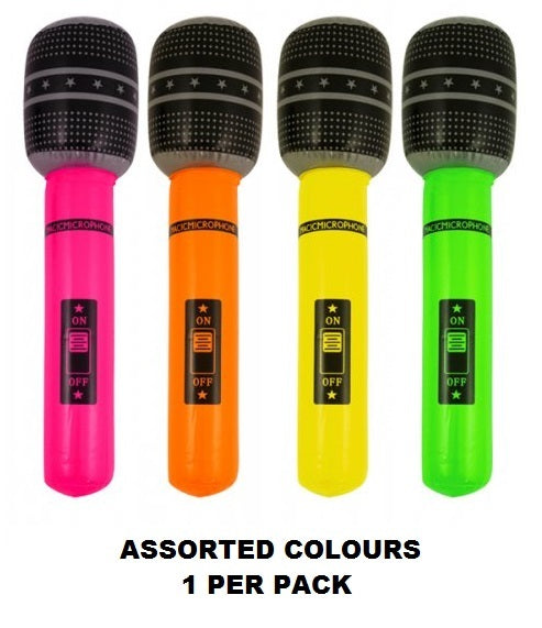 Inflatable Microphone 4 Assorted Neon Colours P1 40cm