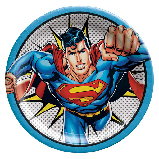 Justice League Heroes Unite Superman Round Paper Plates 23cm 8pk