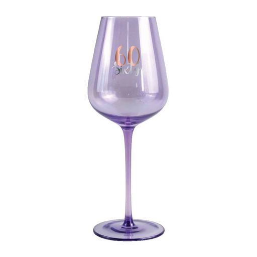 Ronis 60th Coloured Wine Glass Rose Gold Decal 430ml