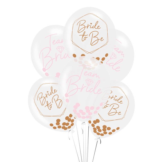 Latex Balloon Team Bride with Confetti 30cm