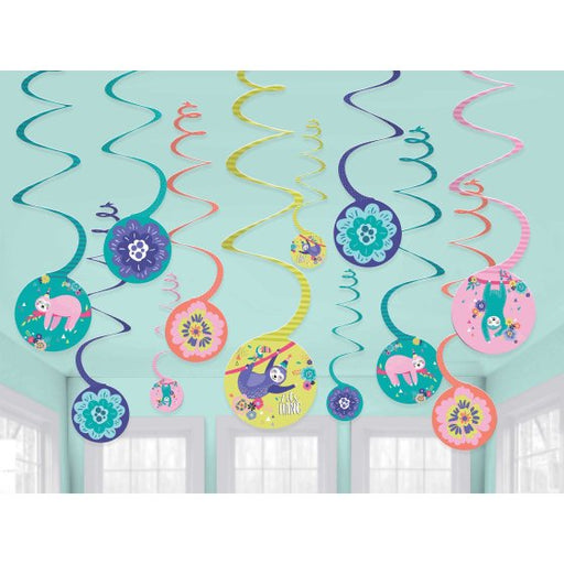 Sloth Spiral Hanging Decorations Value Pack 12pk