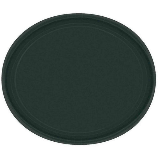 Paper Plates Oval Jet Black 12in/30.4cm 20pk