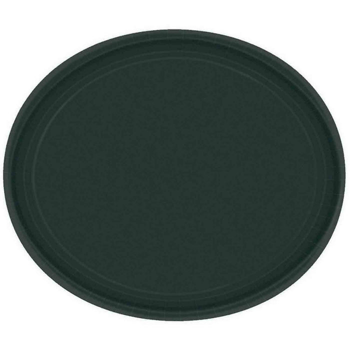 Paper Plates Oval Jet Black 12in/30.4cm 20pk