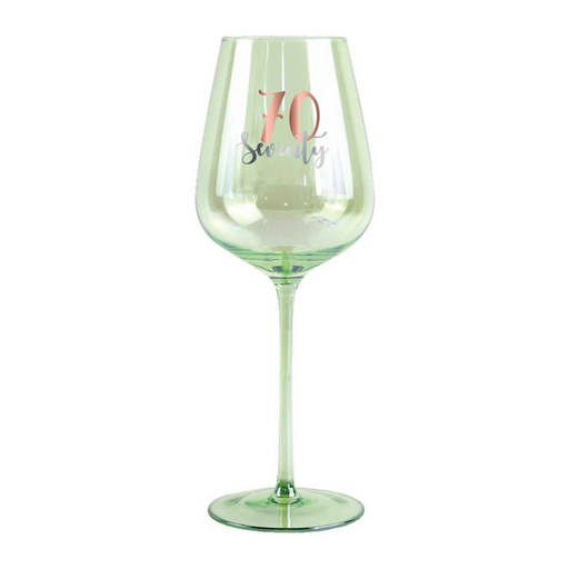 Ronis 70th Coloured Wine Glass Rose Gold Decal 430ml