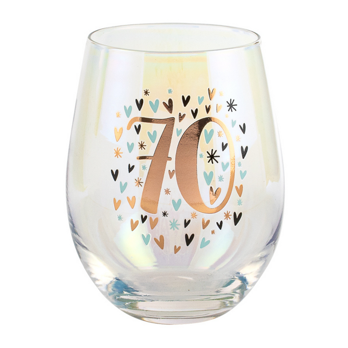 Ronis 70th Rainbow Pastel/Gold Stemless Wine 600ml