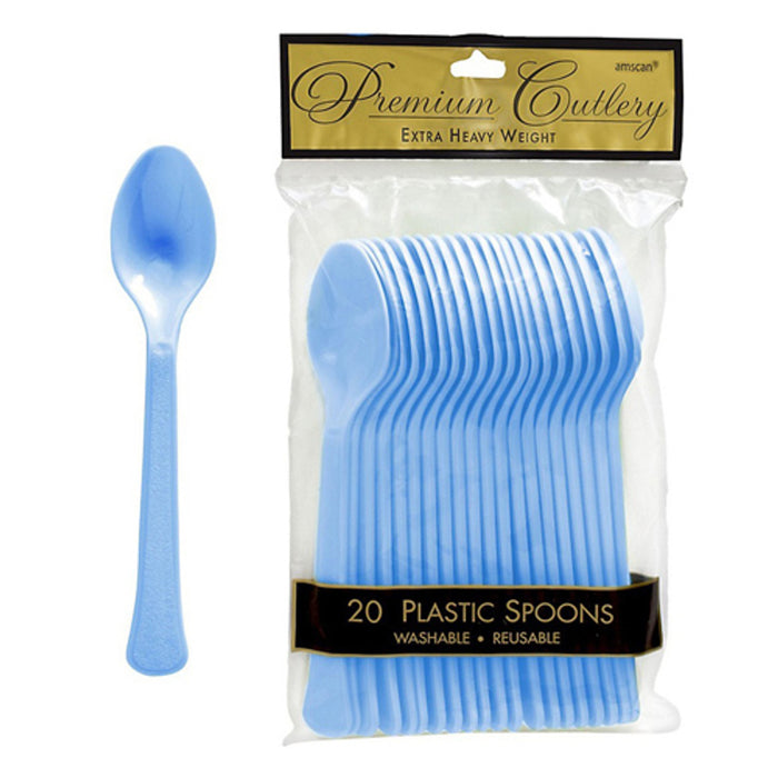 Premium Spoons Pastel Blue Extra Heavy Weight 20pk