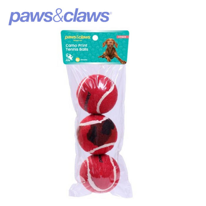 Tennis Balls Asstd Colours + Camo Print 6cm 3pk