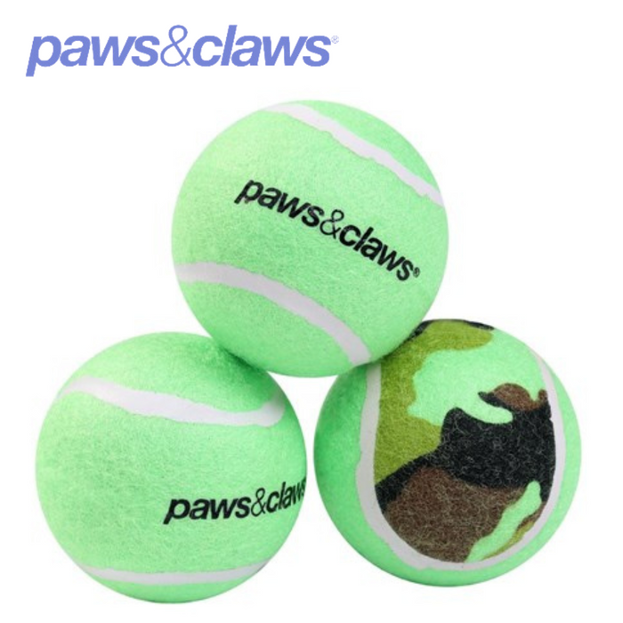 Tennis Balls Asstd Colours + Camo Print 6cm 3pk