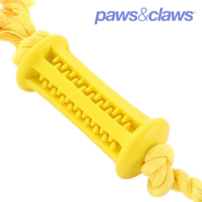 Flavour-Bone Rope Tugger Beef Flavoured Rubber Toy Yellow