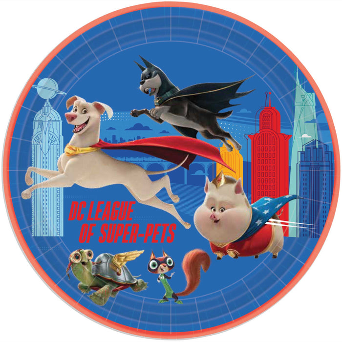 DC Super Hero Pets Round Paper Plates 23cm 8pk