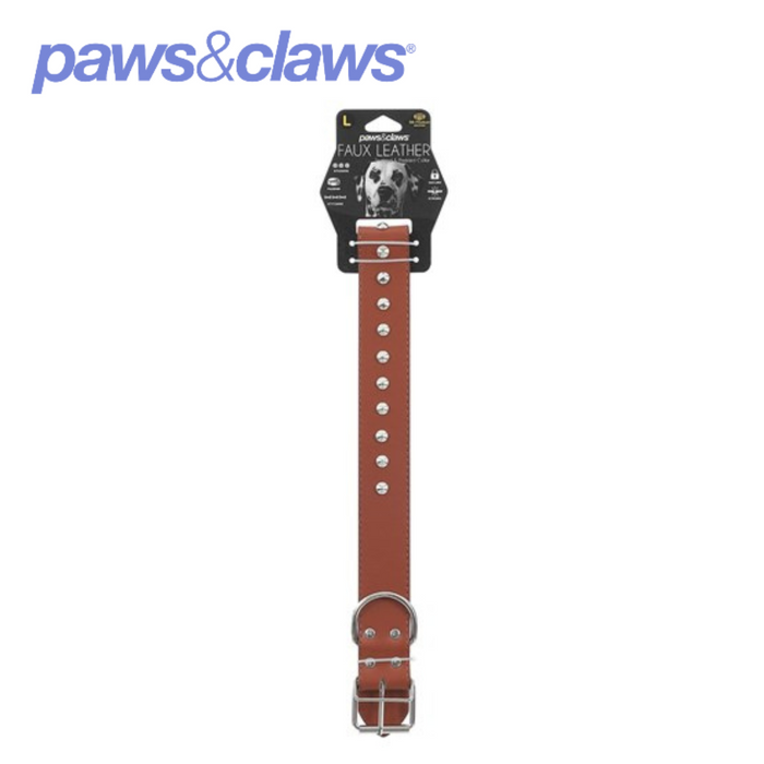 Studded Leather-Look Padded Dog Collar Lge 3 Asstd 50-70x4cm