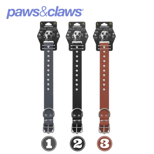 Studded Leather-Look Padded Dog Collar Lge 3 Asstd 50-70x4cm