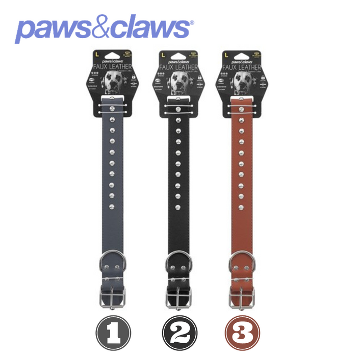 Studded Leather-Look Padded Dog Collar Lge 3 Asstd 50-70x4cm