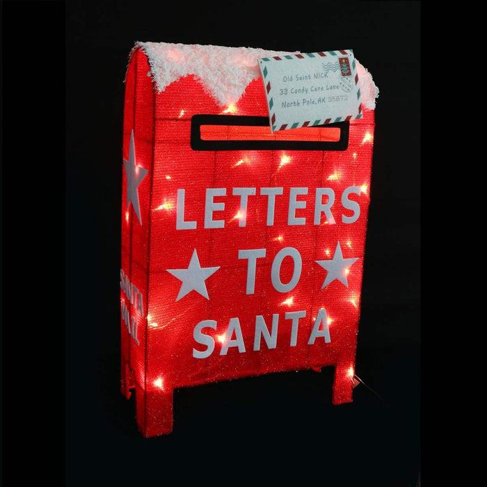 Led Mesh Santa Letter Box W/Snow 72Cm Twinkle