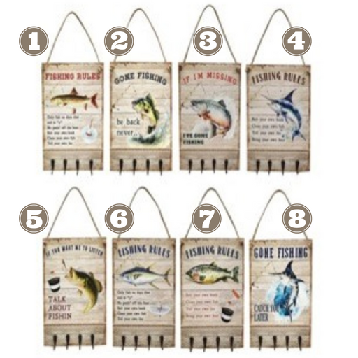 Fishing Sign with 4 Hooks