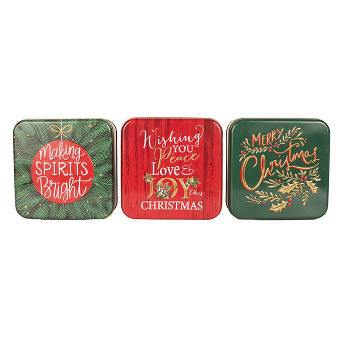 3A METAL CHRISTMAS TINS 17X17X6.5CM