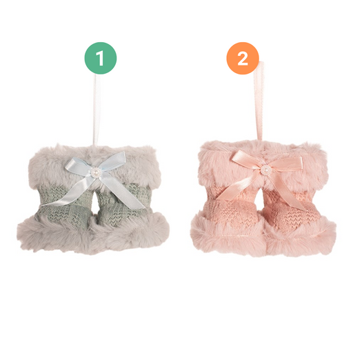 Baby Booties Tree Ornament Mint Green, Pale Pink 7.5x9.5x7cm 2 Asstd 