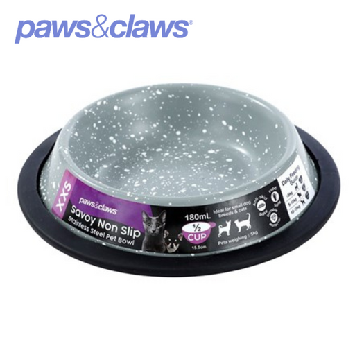 Savoy Non-Slip S/Steel Pet Bowl Grey 15.5cm 180ml