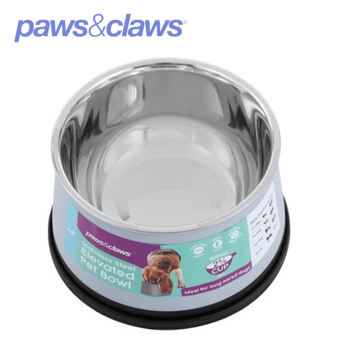 Elevated Pet Bowl S/Steel Non-Slip 900ml 15cm