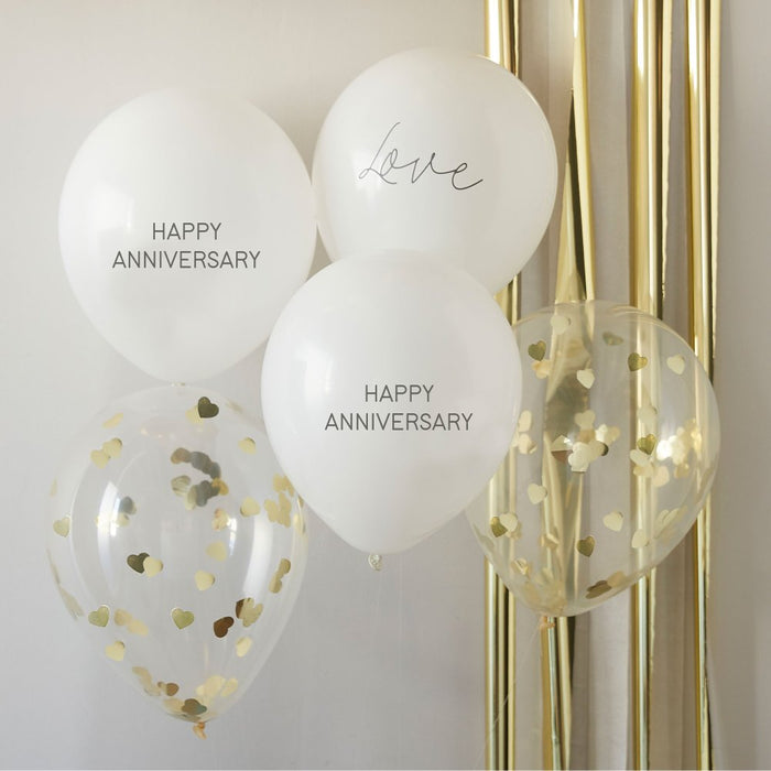 Anniv Heart Confetti Balloon Bundle Ginger Ray